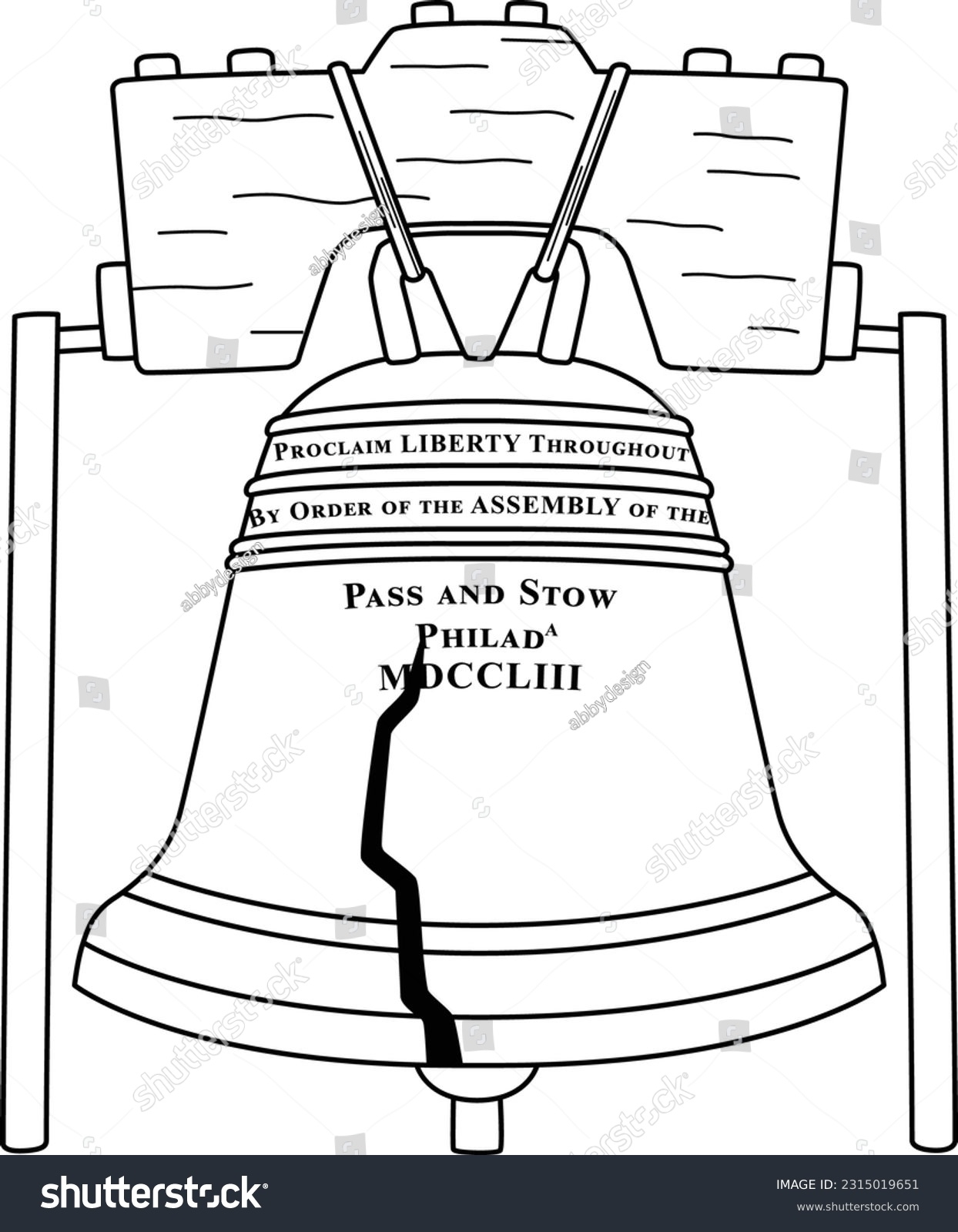 4th July Liberty Bell Isolated Coloring Stock Vector Royalty Free 2315019651 Shutterstock