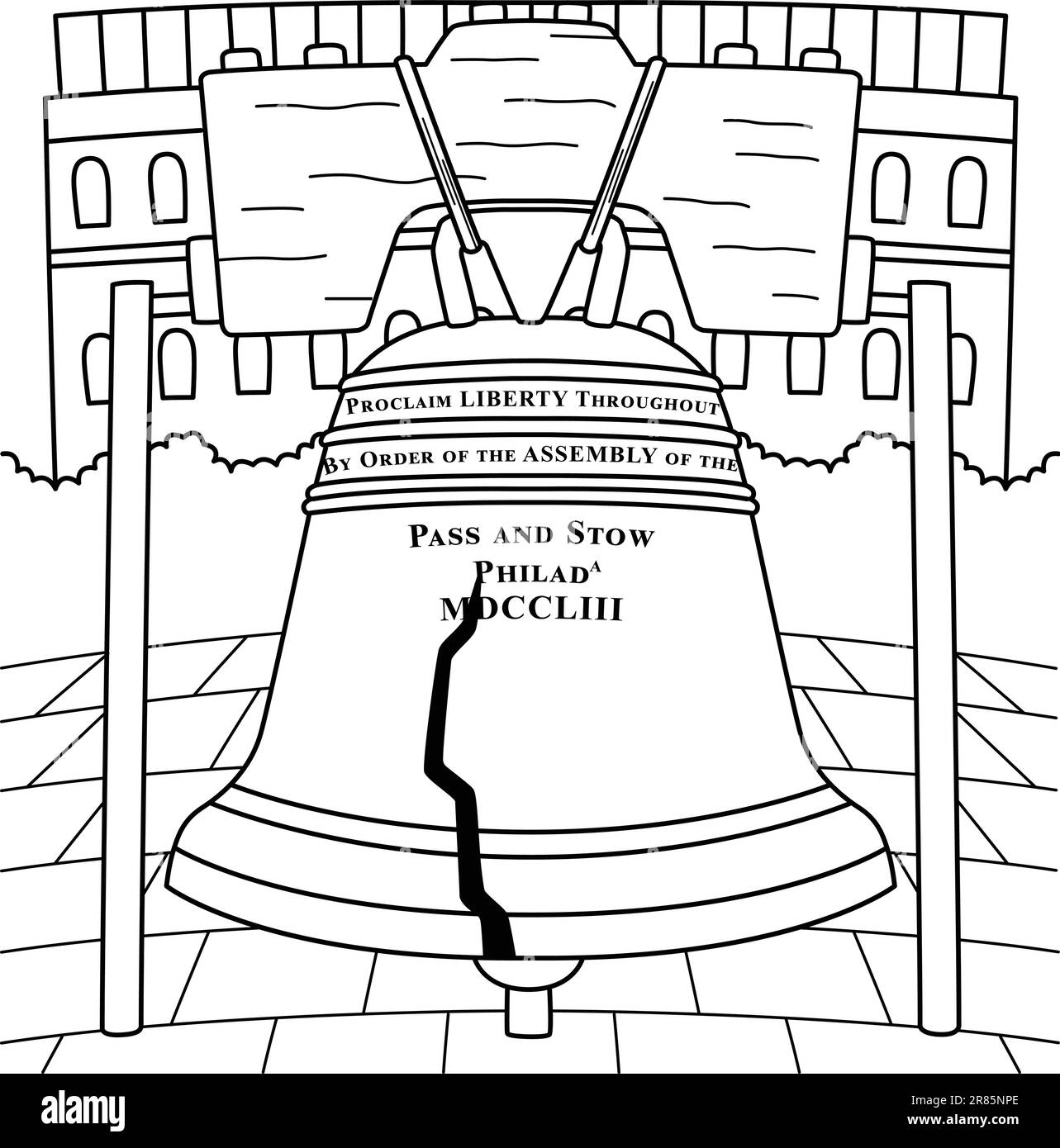 4th Of July Liberty Bell Coloring Page For Kids Stock Vector Image Art Alamy