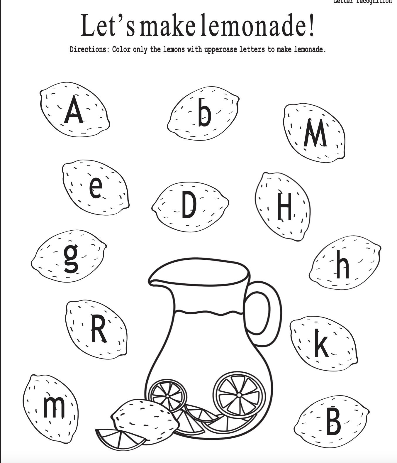 kindergarten coloring worksheet