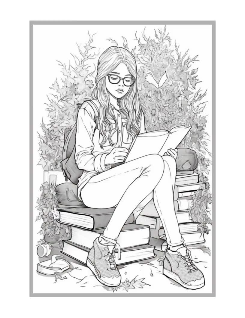 50 Highschool Girls Coloring Pages Teen Fashion Illustrations printable PDF Etsy Canada