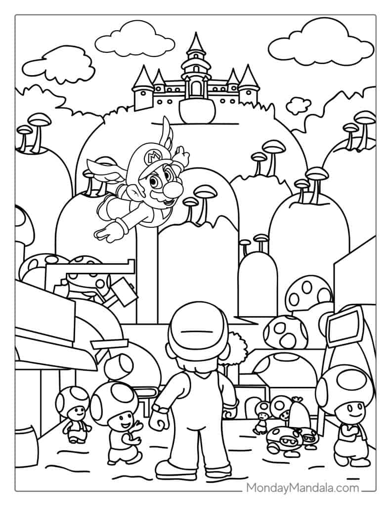printable mario bros coloring pages