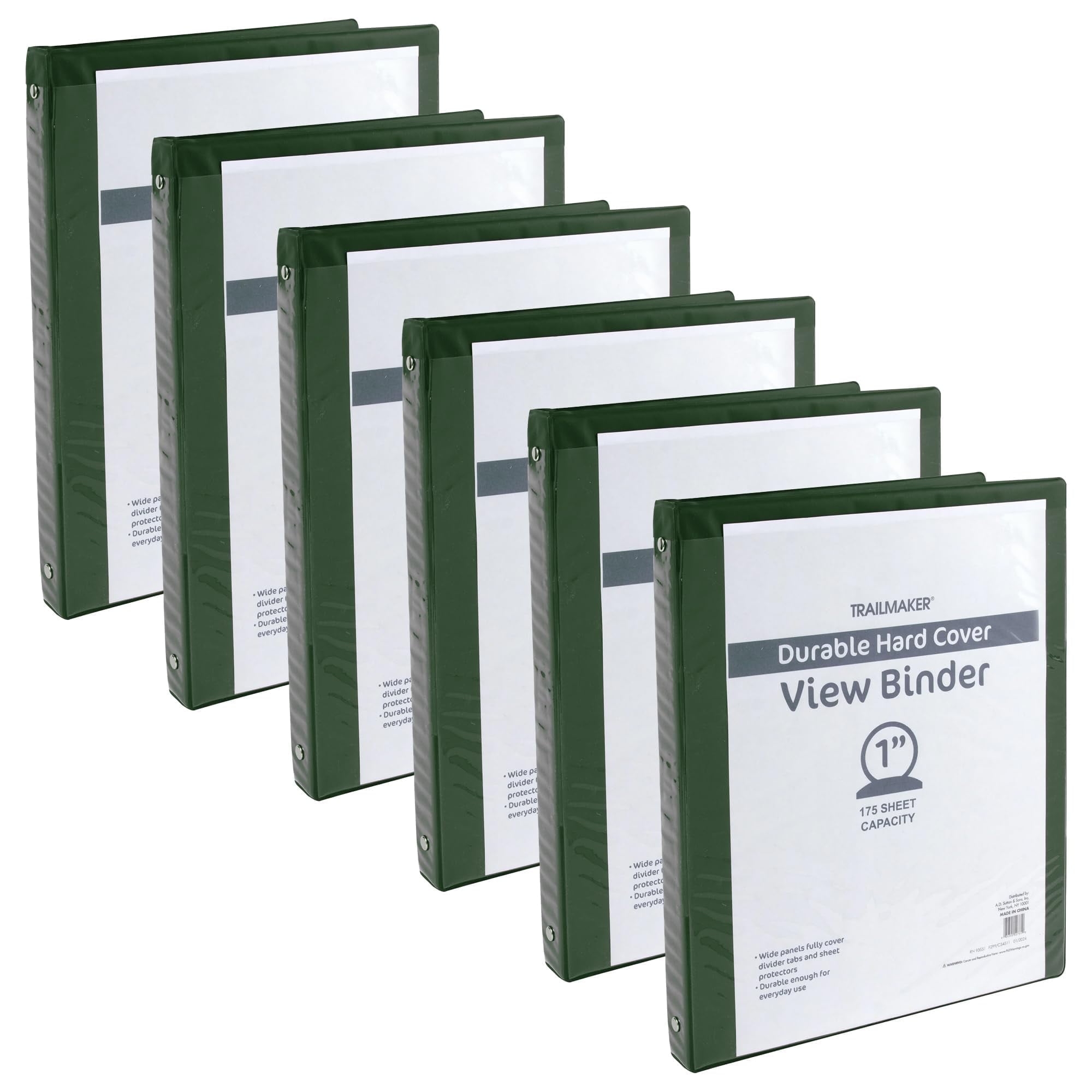 50 Pack 1 3 Ring Binders Hunter Green Clear Covers Trail Maker Walmart Business Supplies
