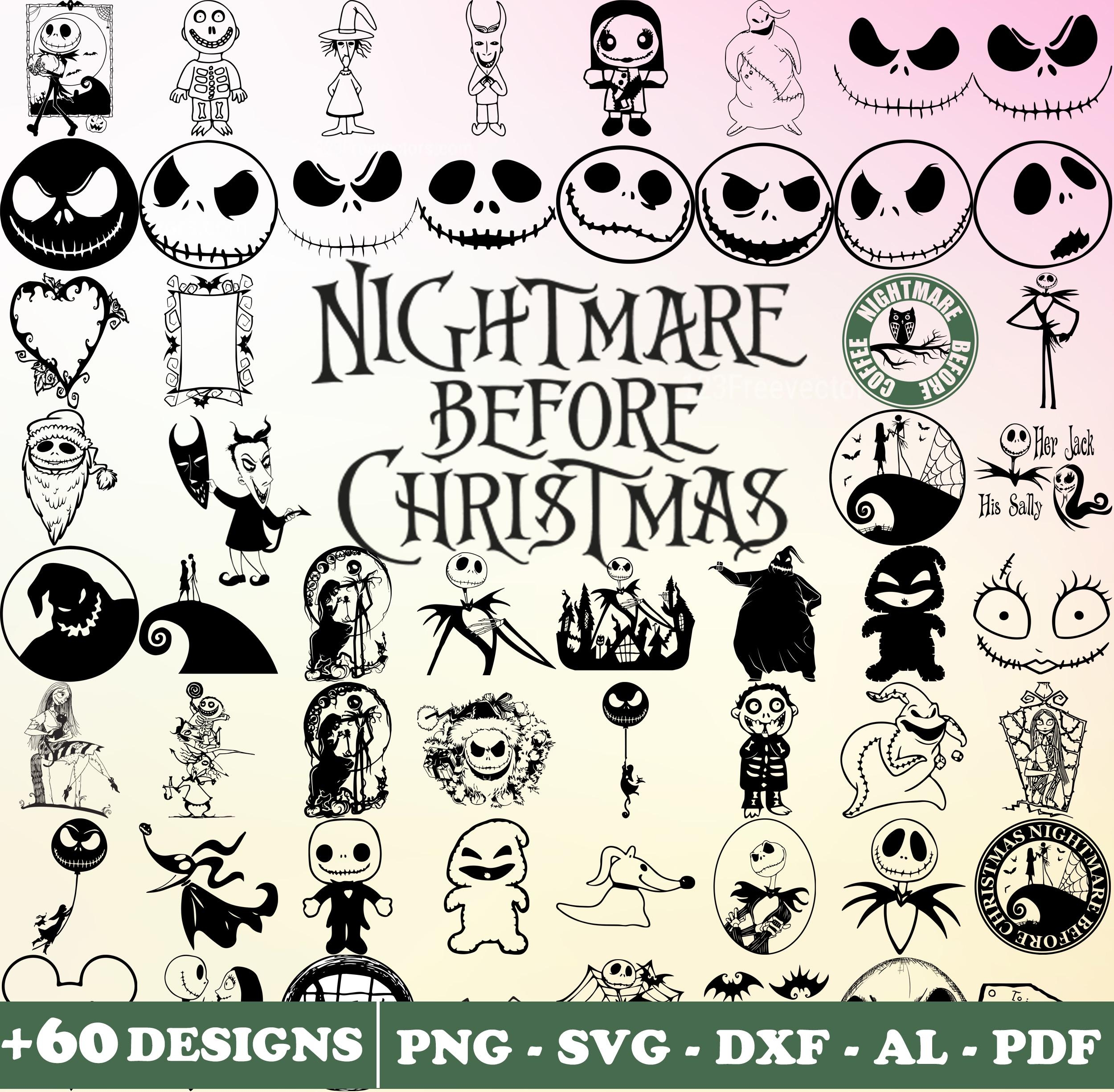 60 The Nightmare Before Christmas Svg Bundle Night Before Christmass Clipart Cricut Digital Vector Cut File Etsy