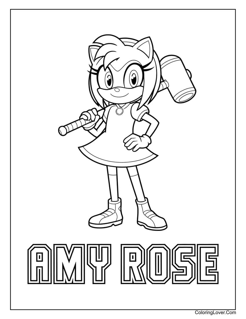amy rose sonic coloring pages
