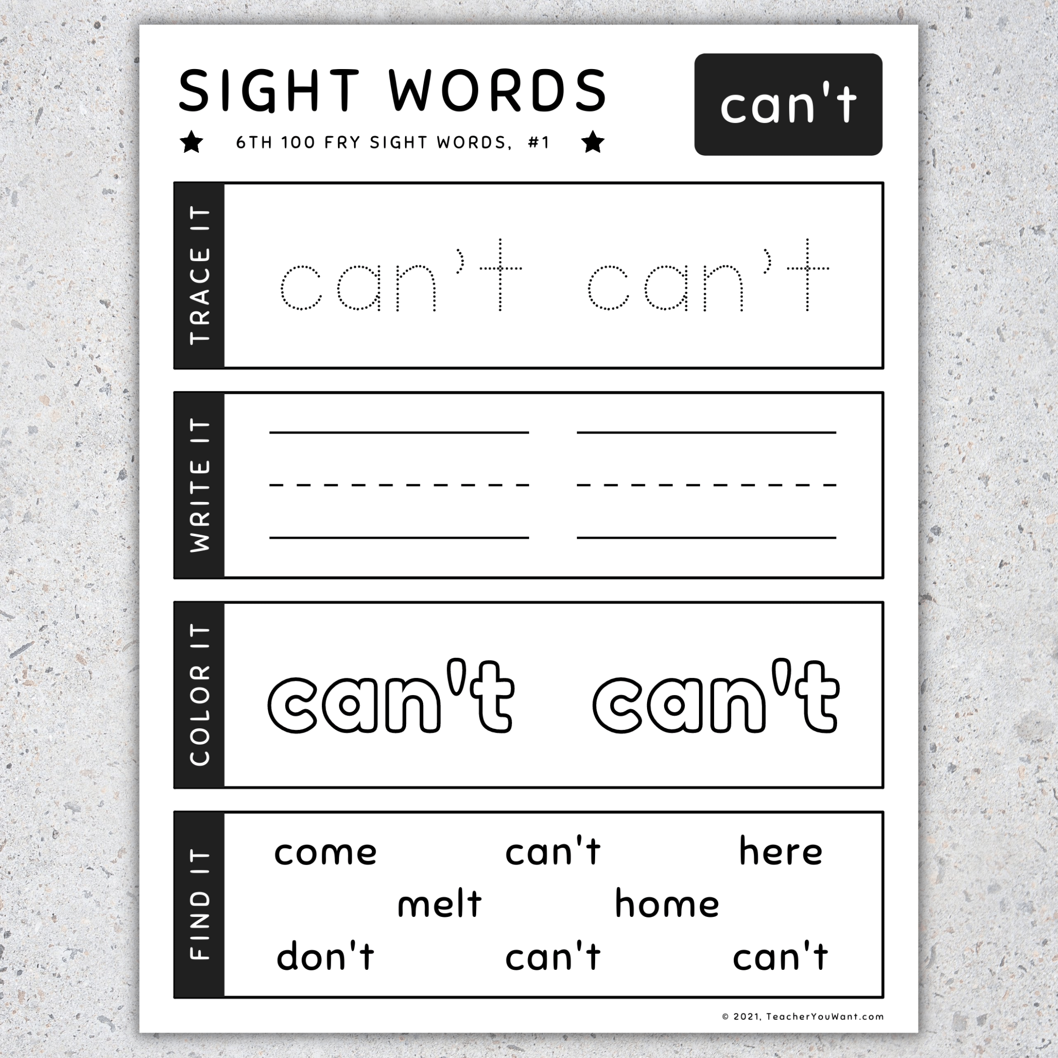 6th 100 Fry Sight Words Trace Write Color Find It Worksheets SET 5 Made By Teachers