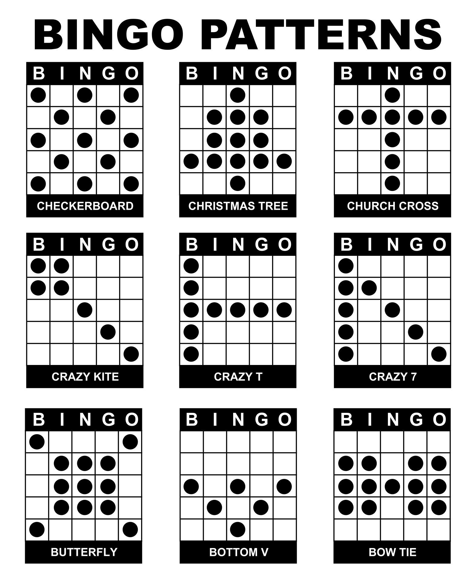 9 Bingo Patterns Ideas Bingo Patterns Bingo Bingo Games