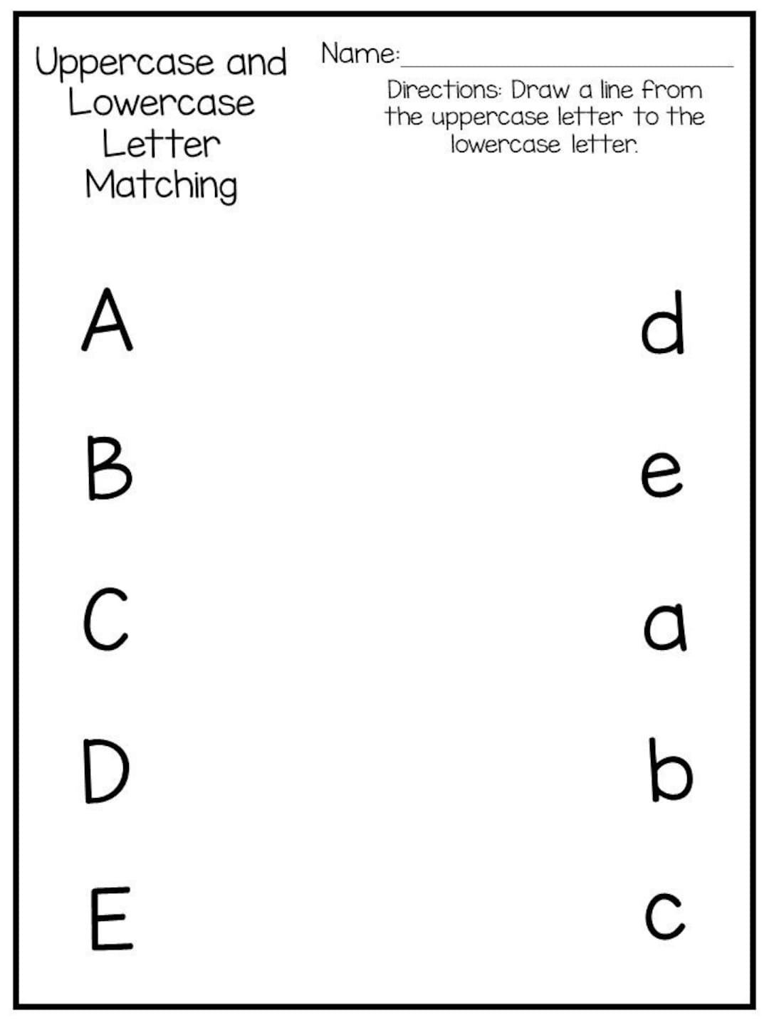 pre k worksheets matching