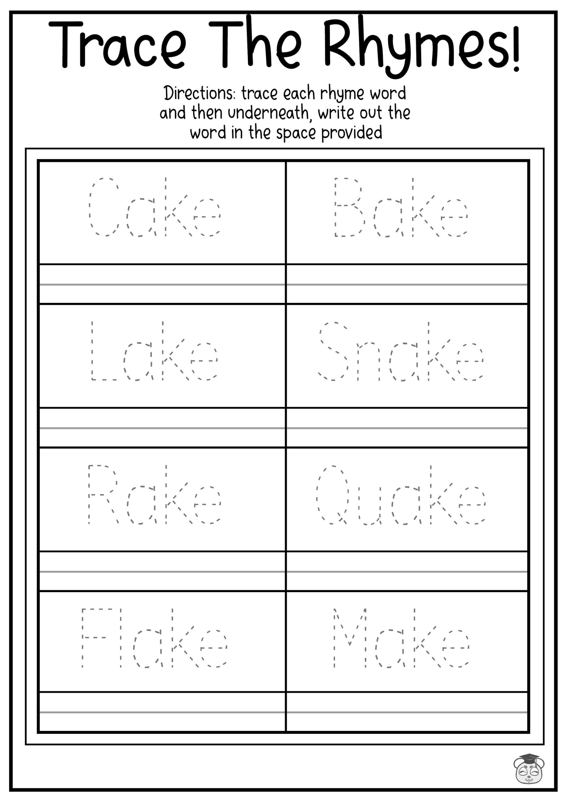 tracing words worksheets