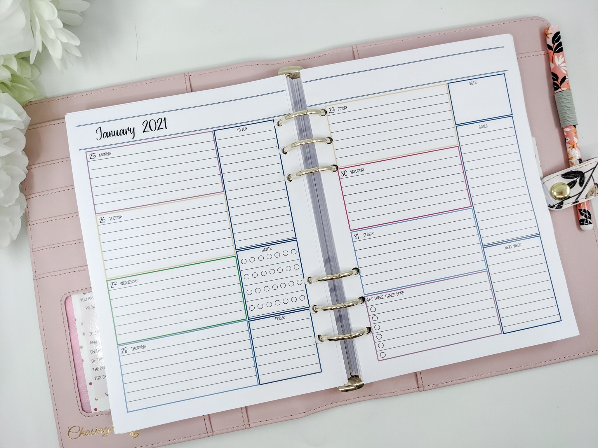 A5 Weekly Planner Inserts Productivity Layout 2026 Refill Etsy