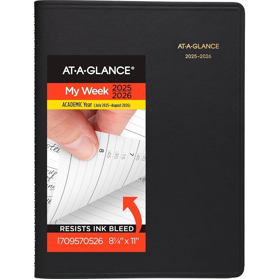Academic Planner AT A GLANCE 2025 2026 Weekly Monthly 8 25x11 Inch Purple Flexible Cover Weekly Planner 2025 2026