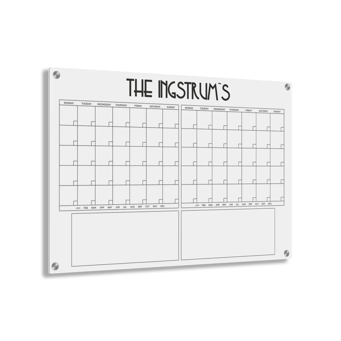 2 month dry erase calendar