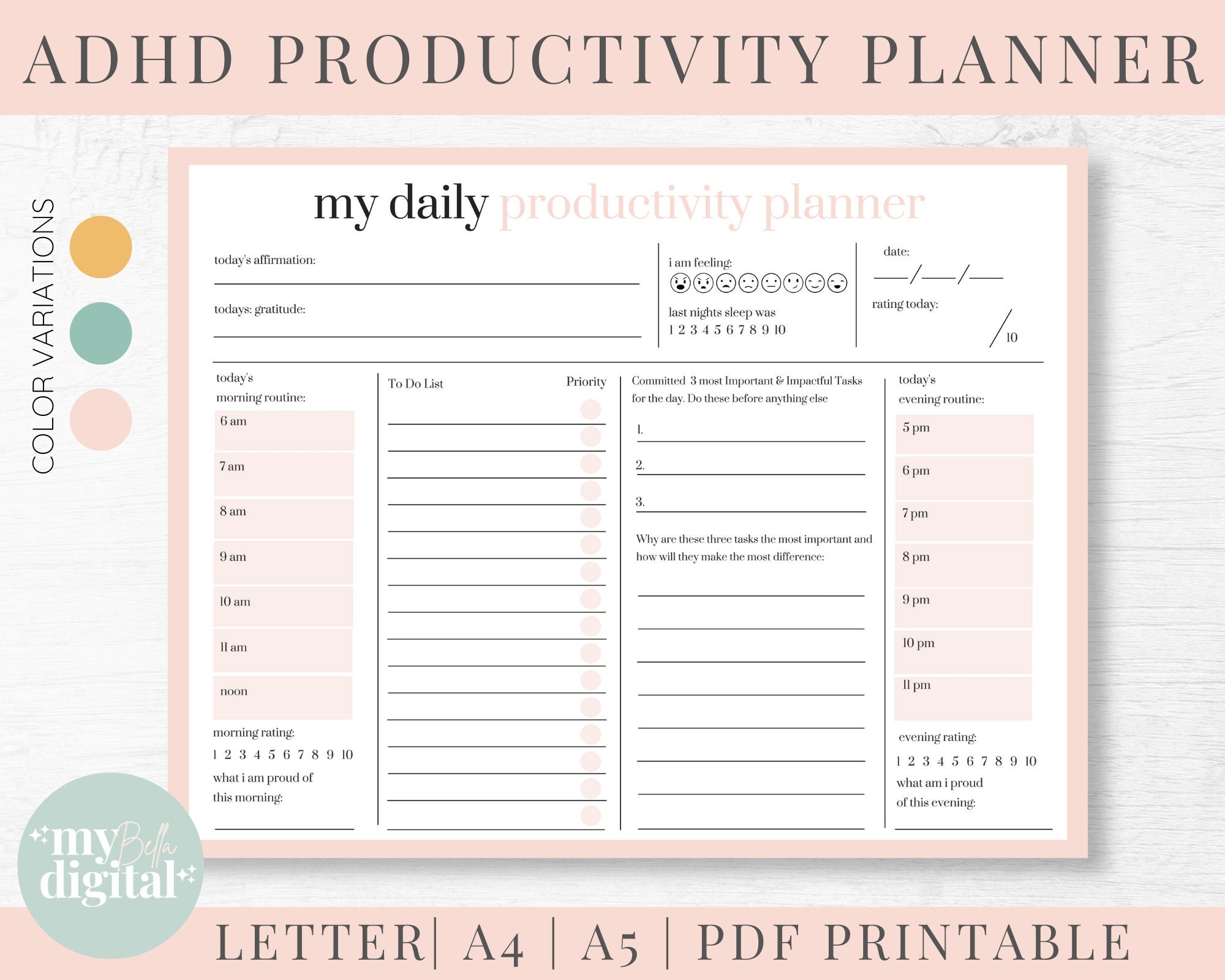 ADHD Planner Adhd Planner Printable Adhd Daily Planner Adhd Planner Adult Adhd Digital Planner Adhd To Do List Habit Tracker PDF Etsy New Zealand