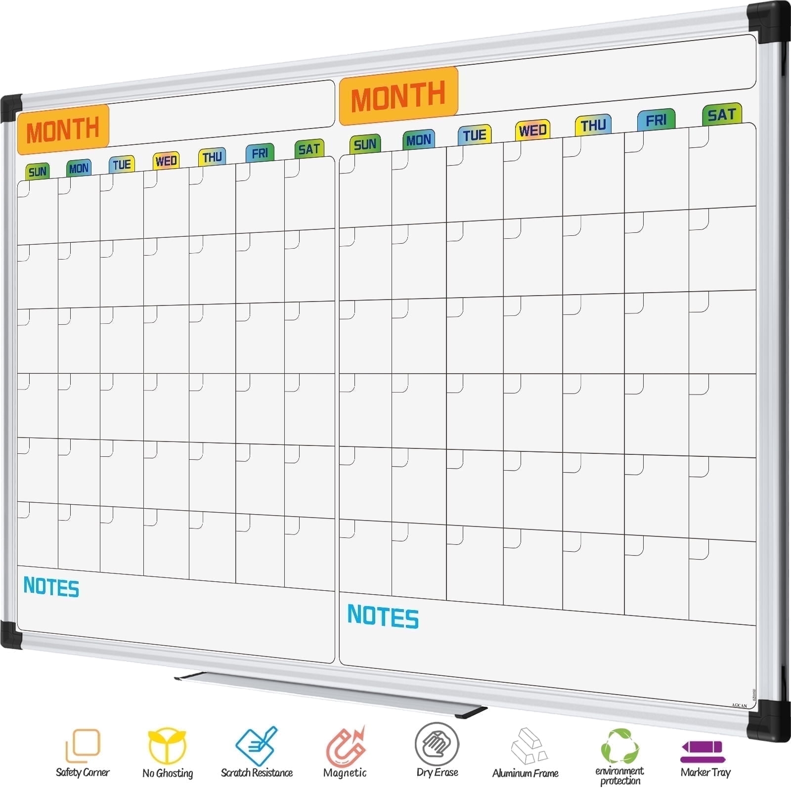 AGCAN 2 Month Calendar Dry Erase Board 35 X 23 Wall Calendar Dry Ease Schedule Board School Supplies Walmart
