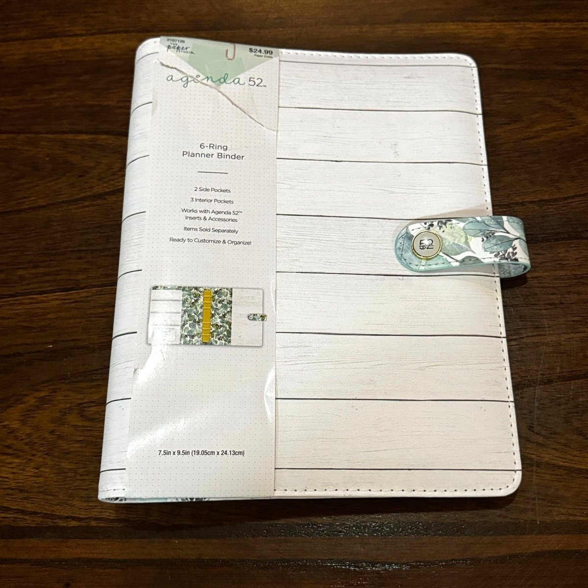 Agenda 52 6 Ring Planner Binder Pockets 7 5 X 9 5 Inches Faux Wood White Washed EBay