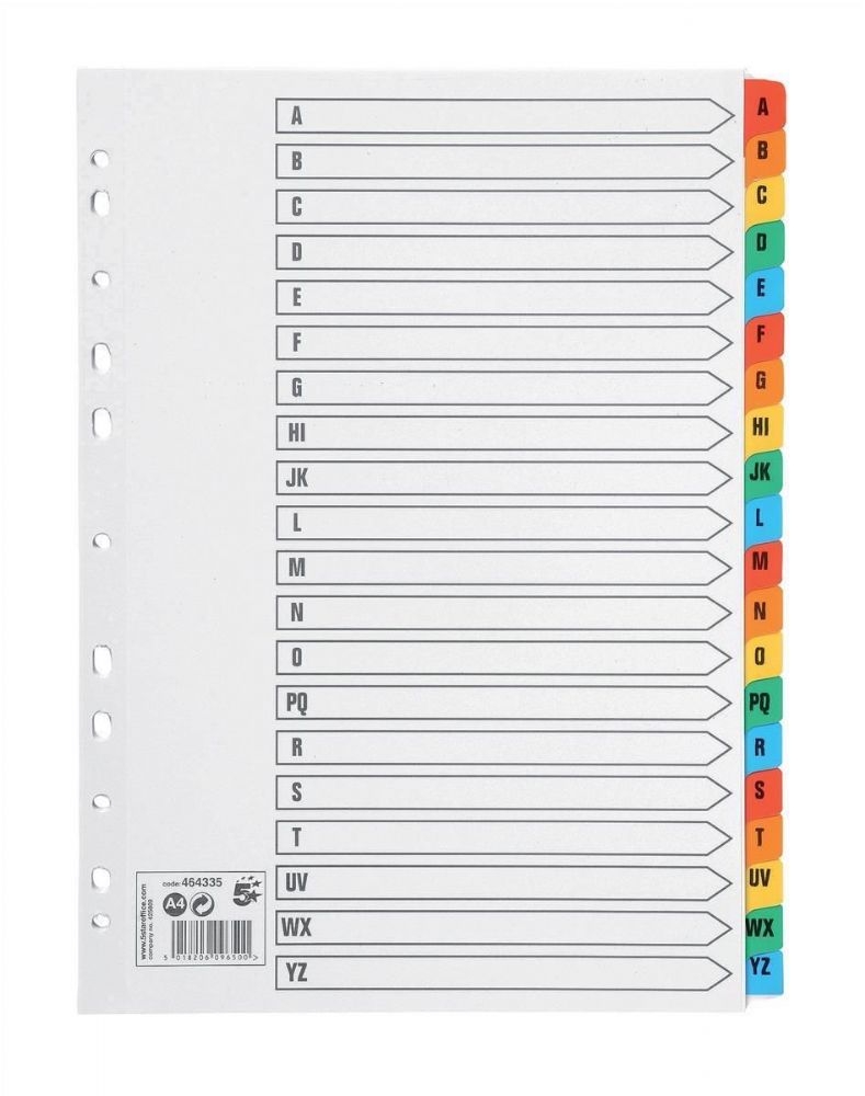 Alphabet Dividers Leitz Esselte A4 Index Dividers 20 Tab Alphabetical A Z Dividers For Binders Document Organization