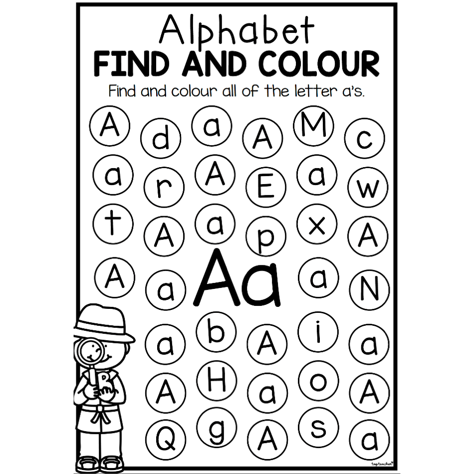 Alphabet Find Colour Worksheet Top Teacher