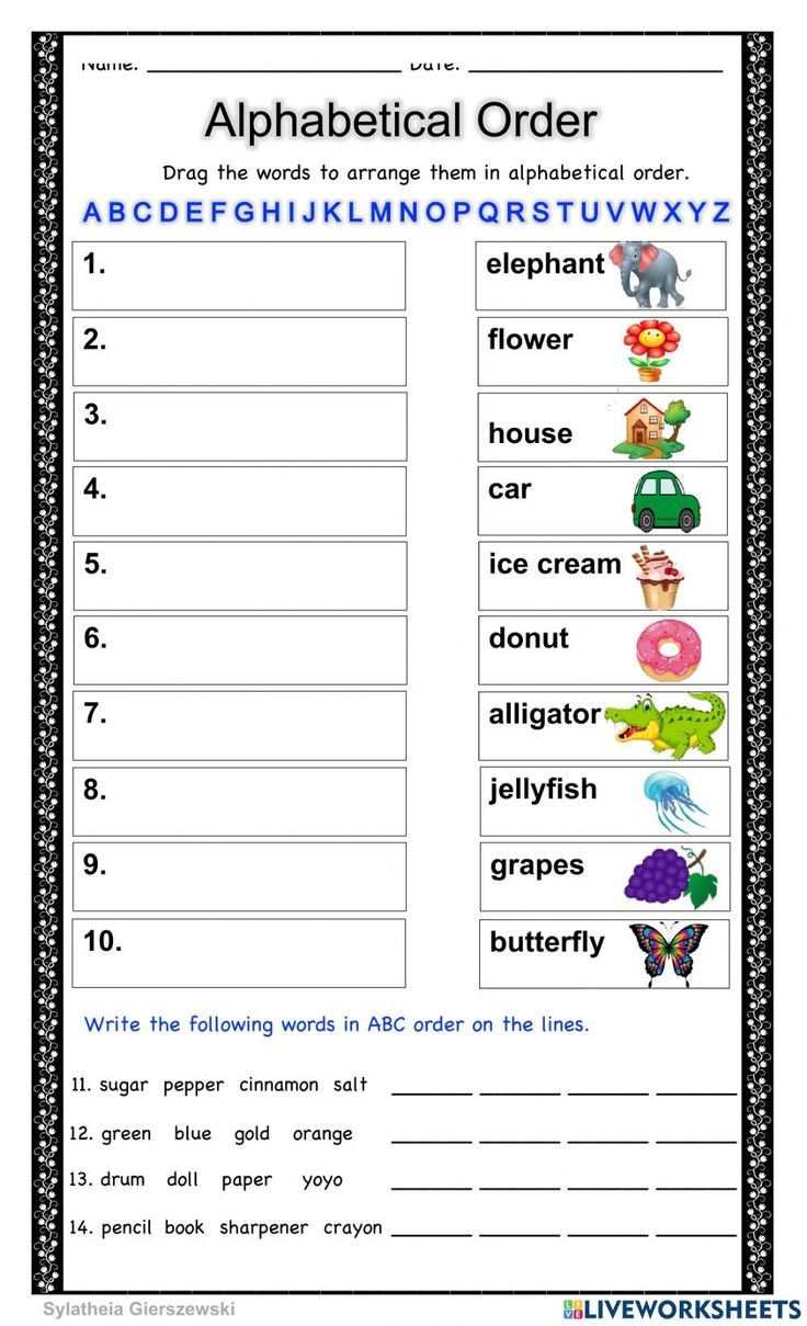worksheets abc order