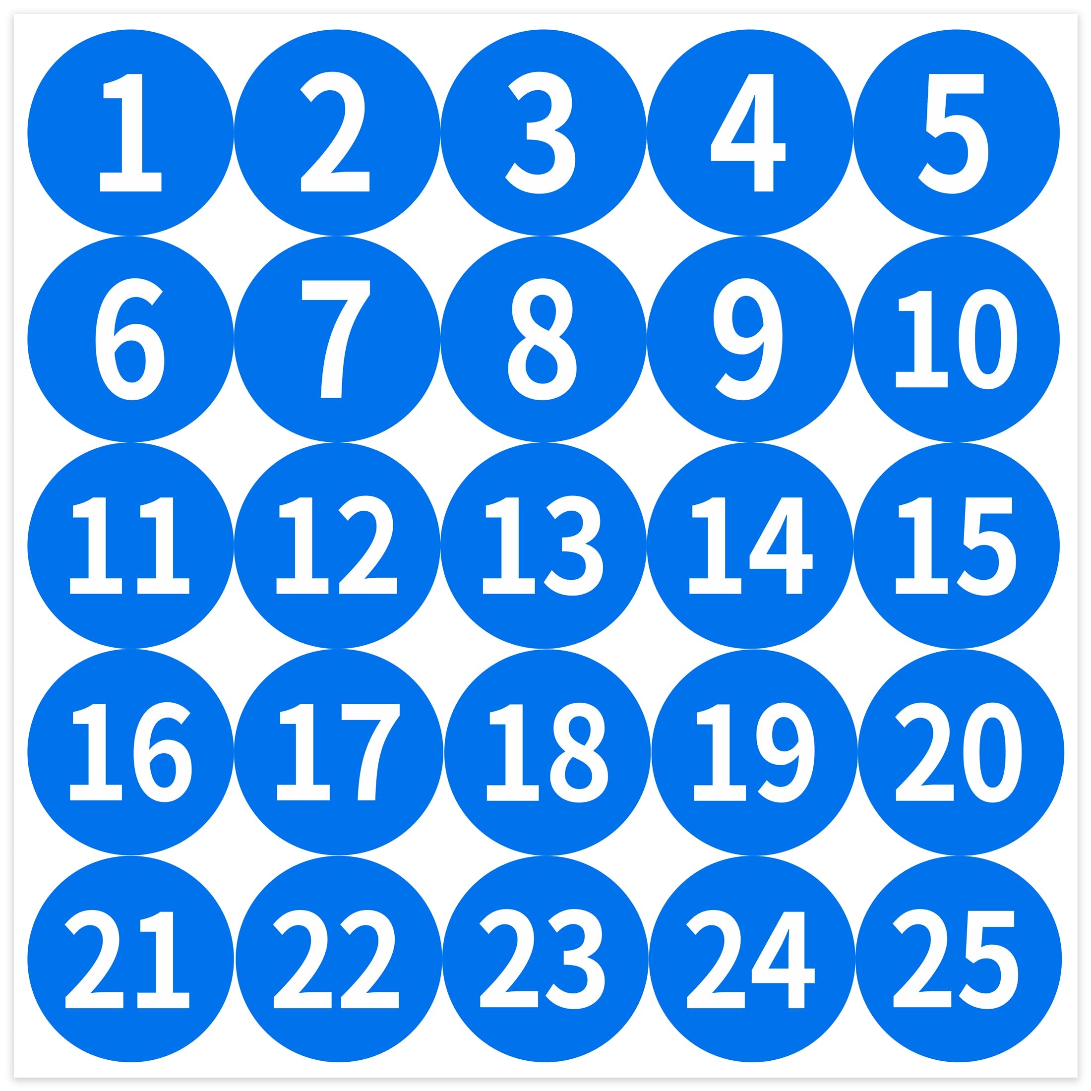 Amazon 1 25 Consecutive Number Stickers Small Round Vinyl Number Stickers Self Adhesive Anti Fading Waterproof Label Decals 1 Inch For Inventory Storage Home And Office Classification Blue Office Products