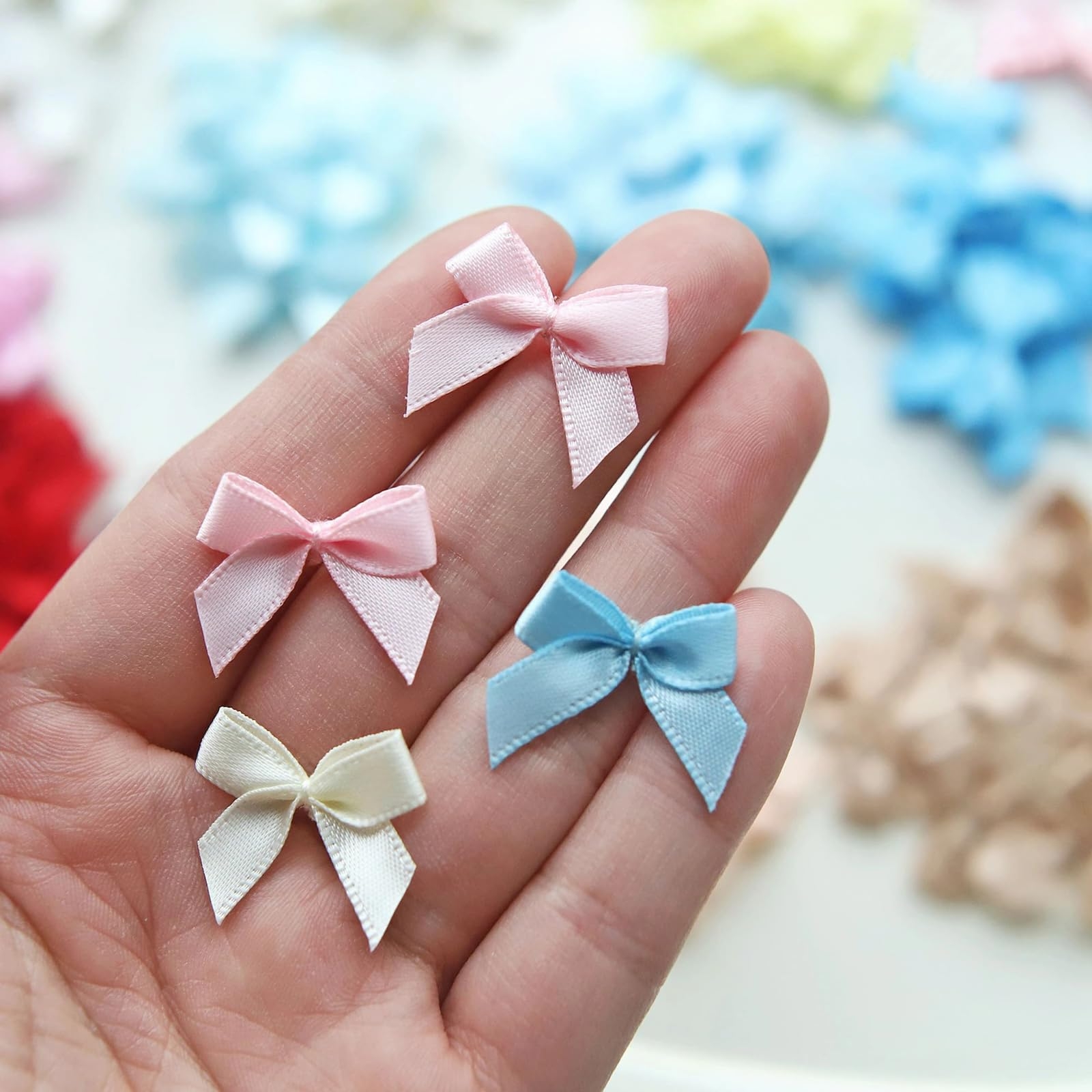 Amazon 2 2cm 0 86 Premium Tiny Sewing On Satin Ribbon Bows Mini Ribbon Bows Lace Ribbon Bows In 18 Colors Perfect For Dress Decor Card Making Craft Supplies 10PCS 