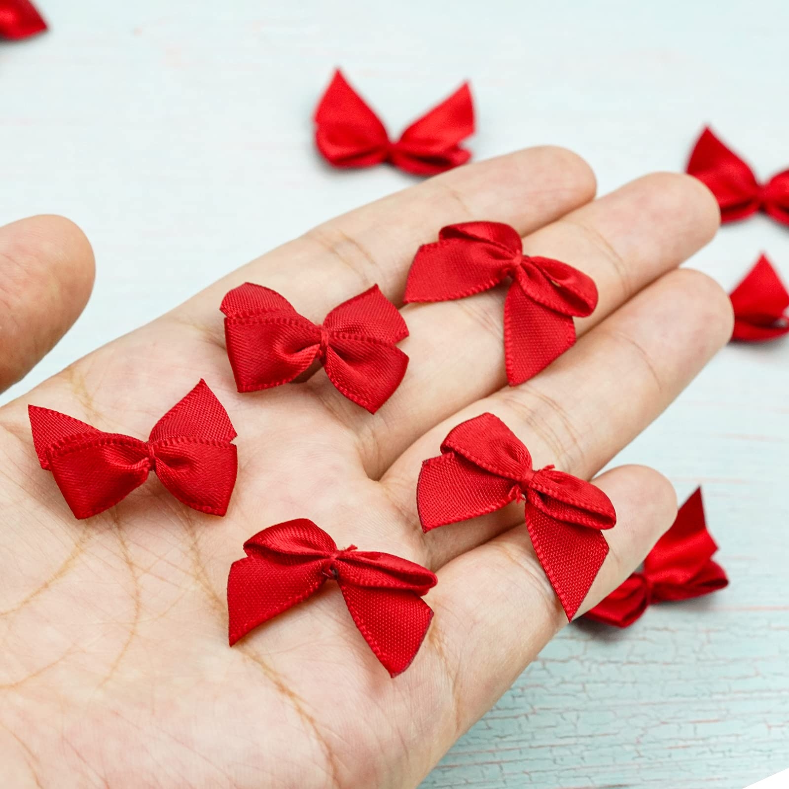 Amazon 200pcs Mini Satin Ribbon Bows Red Pre Tied 1 Inch Small Flowers Christmas DIY Crafts Gift Wedding Party Sewing Scrapbooking Health Household