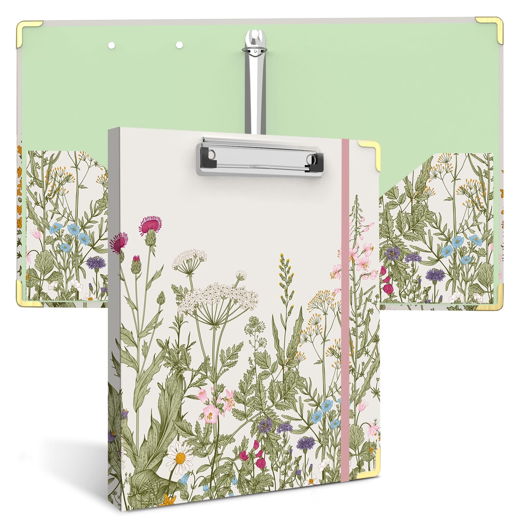 Amazon 3 Ring Binder 1 Inch Cute Decorative Hardcover Low Profile Clipboard With Storage 1 Round Ring Binders For Letter Size Paper Durable Binder Organizer For School Office Supplies Garden Flowers 