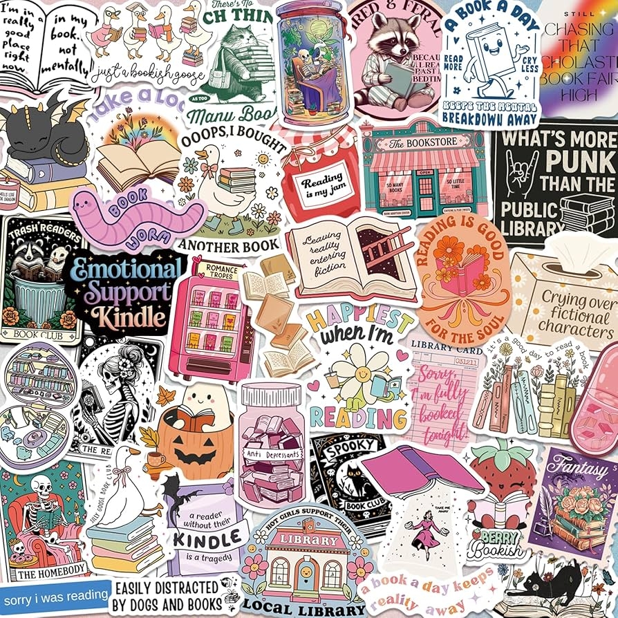 Amazon 300 PCS Book Stickers For Kindle Bookish Sticker Pack Reading Waterproof Vinyl Decals For Laptop Ebook Readers Water Bottle Phone Journal Scrapbook No Repeats Glossy Electronics