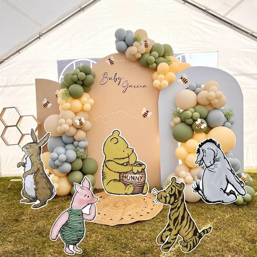Amazon 5 Pcs Classic Winnie Cardboard Cutouts With Stand Pooh Cutout Decor Prop Up Pooh Baby Shower Decorations Supplies Party Table Centerpiece Home Kitchen