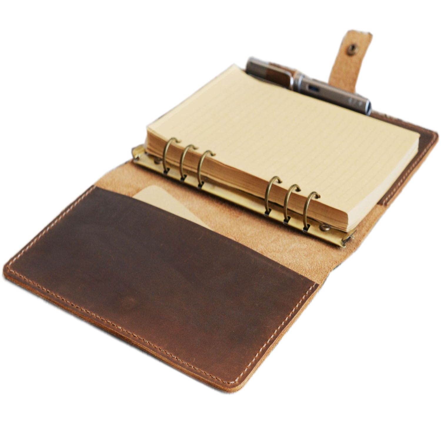 Amazon A5 Size 6 Ring Leather Refillable Planner Binder Travelers Journal Sketchbook Distressed Brown Leather 707 Office Products