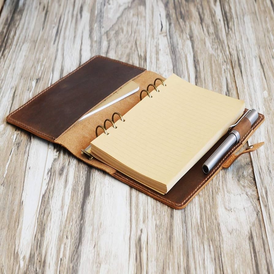 Amazon A5 Size 6 Ring Leather Refillable Planner Binder Travelers Journal Sketchbook Distressed Brown Leather 707 Office Products