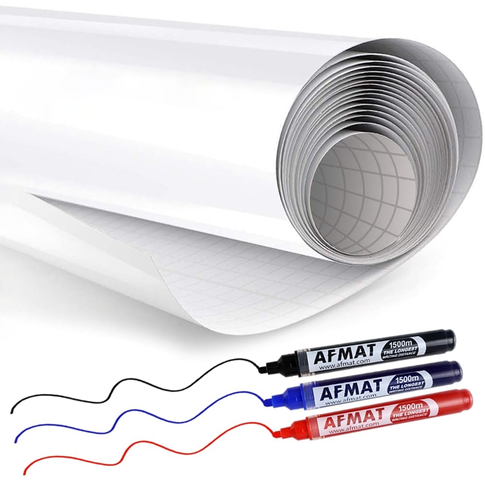 Amazon AFMAT White Board Sticker Dry Eraser Paper For Wall Upgrade PET No Ghost 1 45 X 11 Ft Stain Proof Peel And Stick Film Self Adhesive Wall Paper Roll For Classroom Office 3 Dry Erase