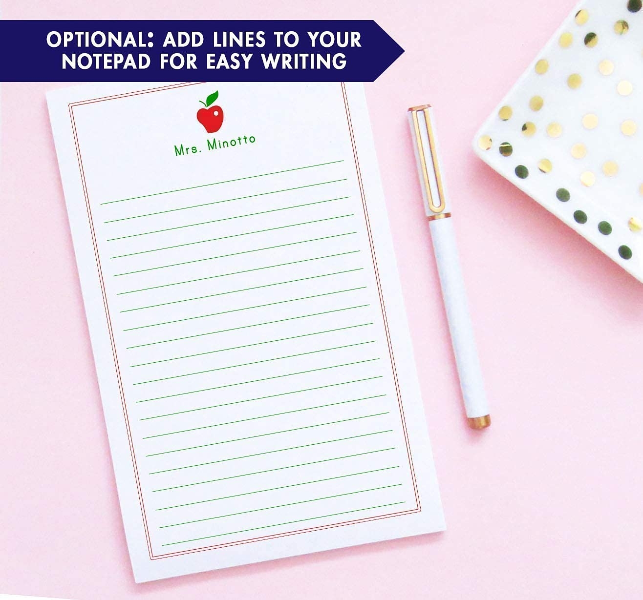 Amazon Apple Personalized Notepads For Teachers Personalized Teacher Notepads Apple Notepads Personalized Notepad For Teachers Gift Size 5 5in X 8 5in 50 Sheets Health Household