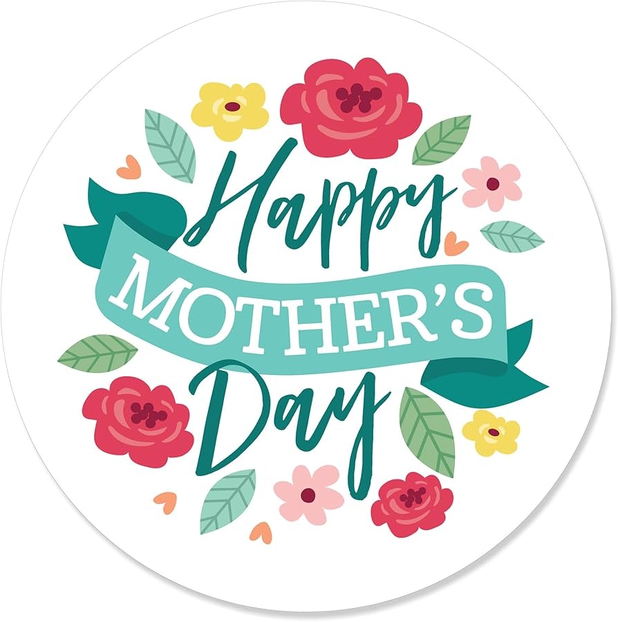 Amazon Big Dot Of Happiness Colorful Floral Happy Mother s Day We Love Mom Party Circle Sticker Labels 24 Count Office Products
