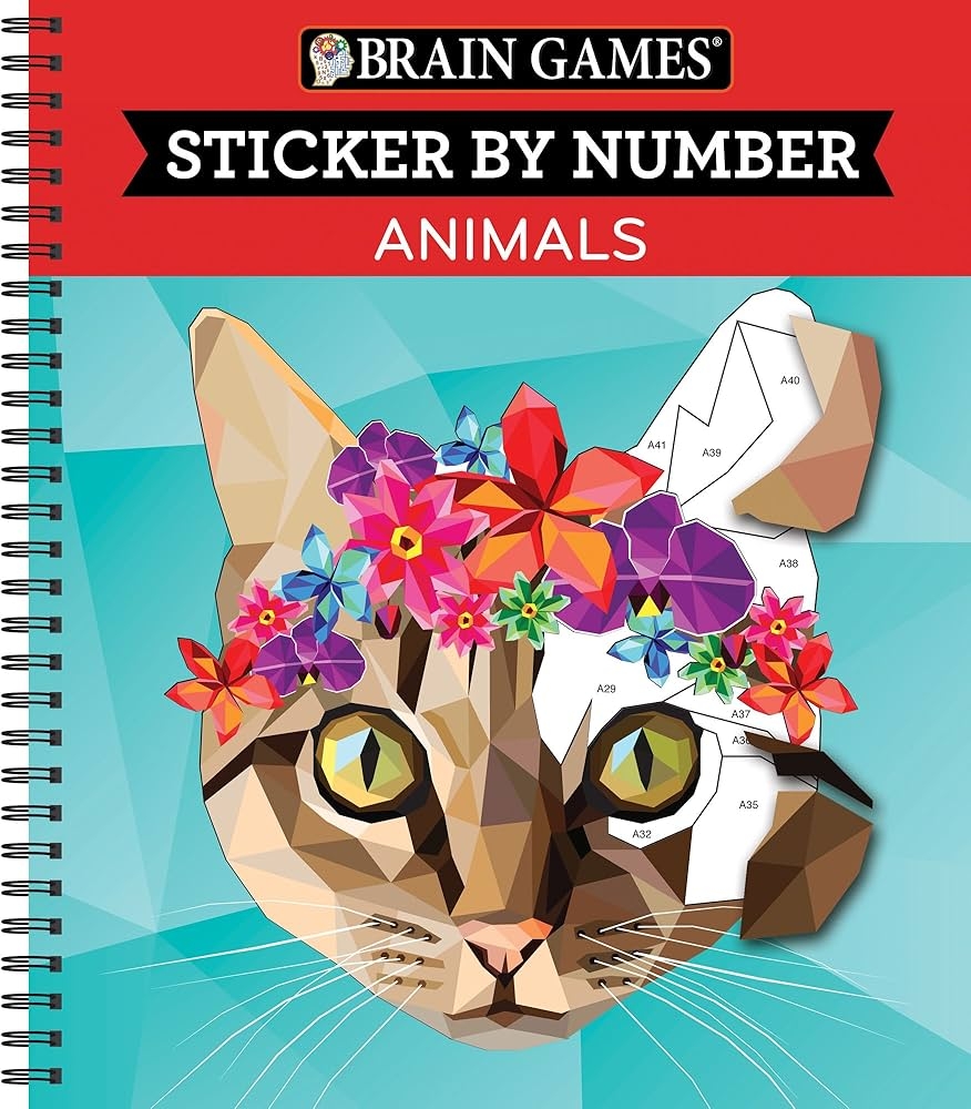 Amazon Brain Games Sticker By Number Animals 28 Images To Sticker 9781680229004 Publications International Ltd New Seasons Brain Games Books