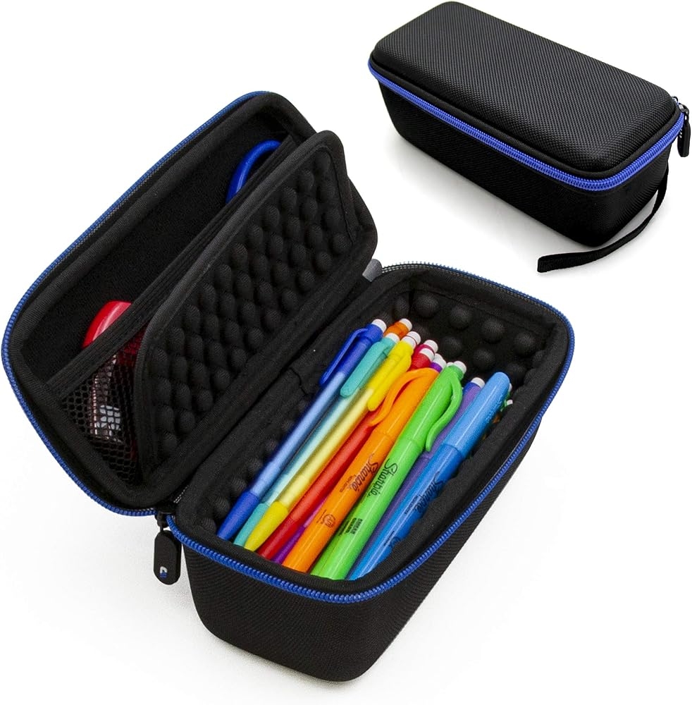 Amazon CASEMATIX Pencil Case And Protective Pencil Pouch With Removable Wrist Strap Large Pencil Bag For 50 Pens Pencils And Markers With Padded Divider Netted Accessory Storage And More Case