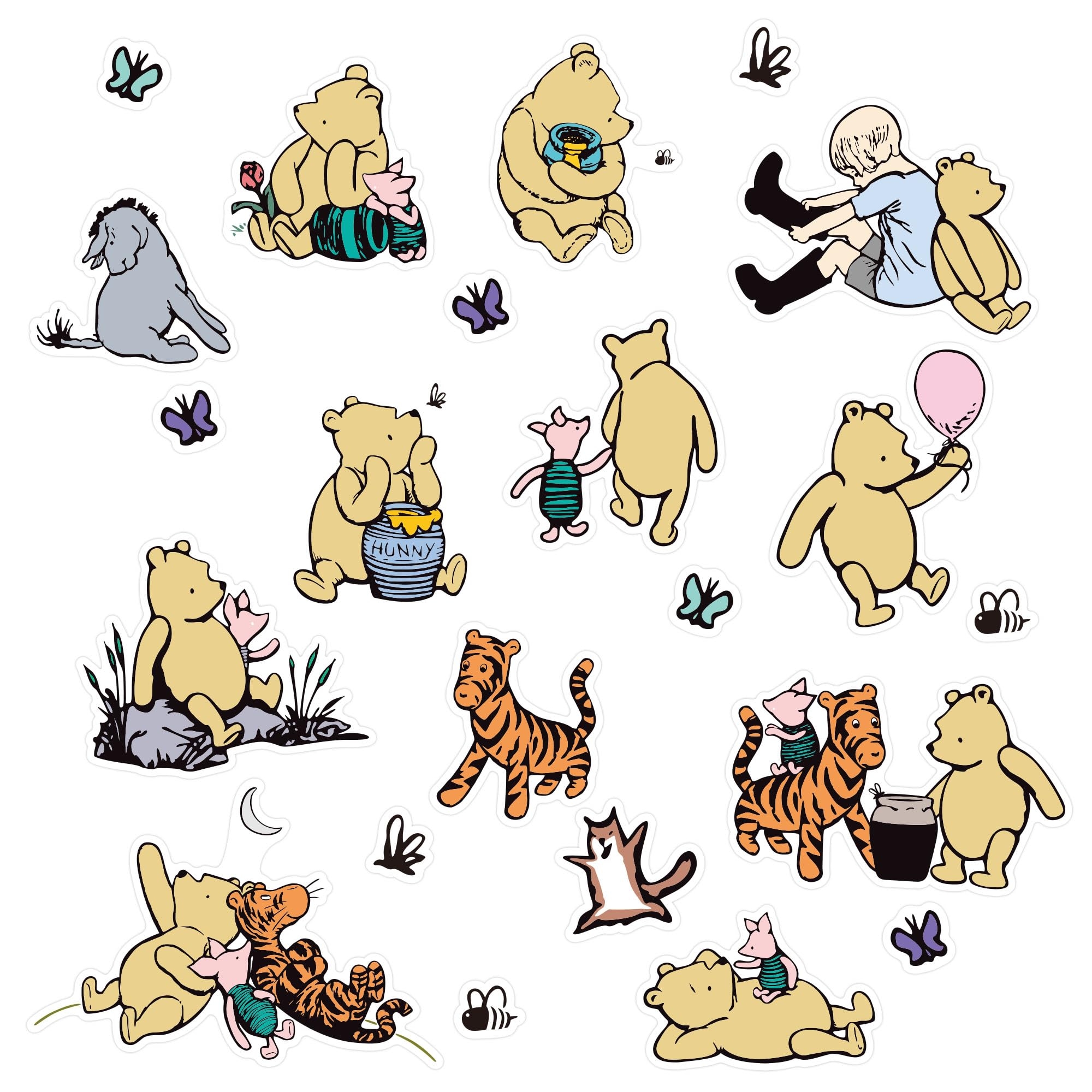 Amazon Classic Winnie Stickers Labels 8 Sheets Water Bottle Stickers For Kids Pooh Birthday Favors Baby Shower Mommy to Be Decorations Toys Games