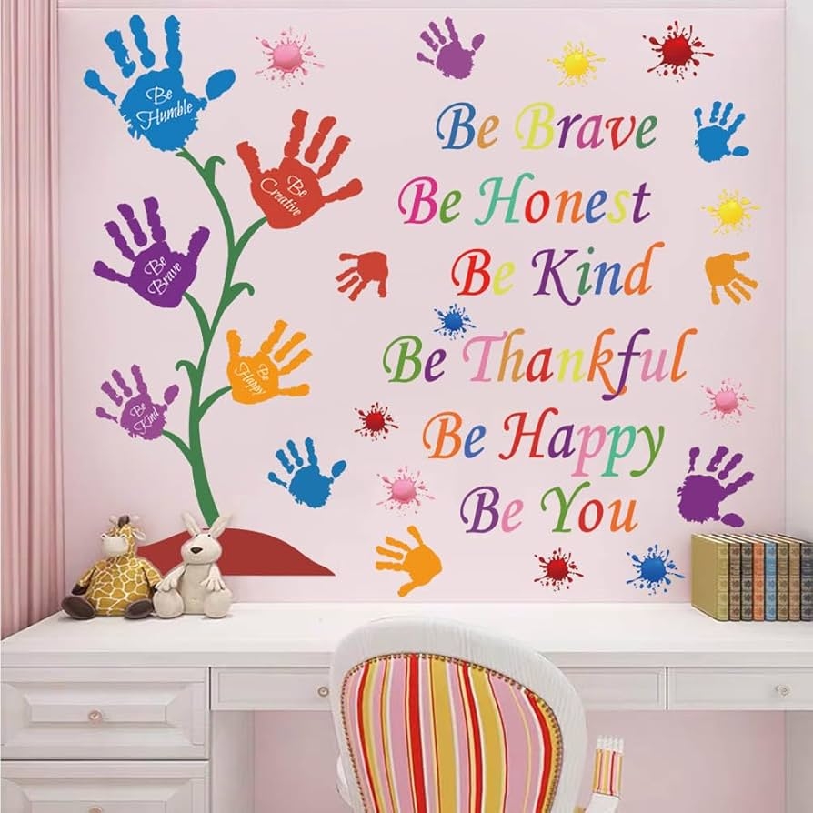 Amazon Colorful Inspirational Wall Decals Quotes Be Thankful Be Creative Be Brave Vinyl Paint Splatter Handprint Wall Art Sticker Peel And Stick Wall Decor Motivational Saying Wall Stickers For Kids Bedroom 