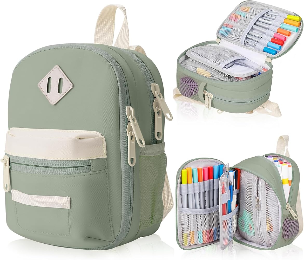 Amazon Crawing Large Capacity Pencil Case Mini Backpack Pencil Case Storage High Capacity Bag Pouch Holder Marker Pen Organizer For Student Teen Girls Adults Green Arts Crafts Sewing