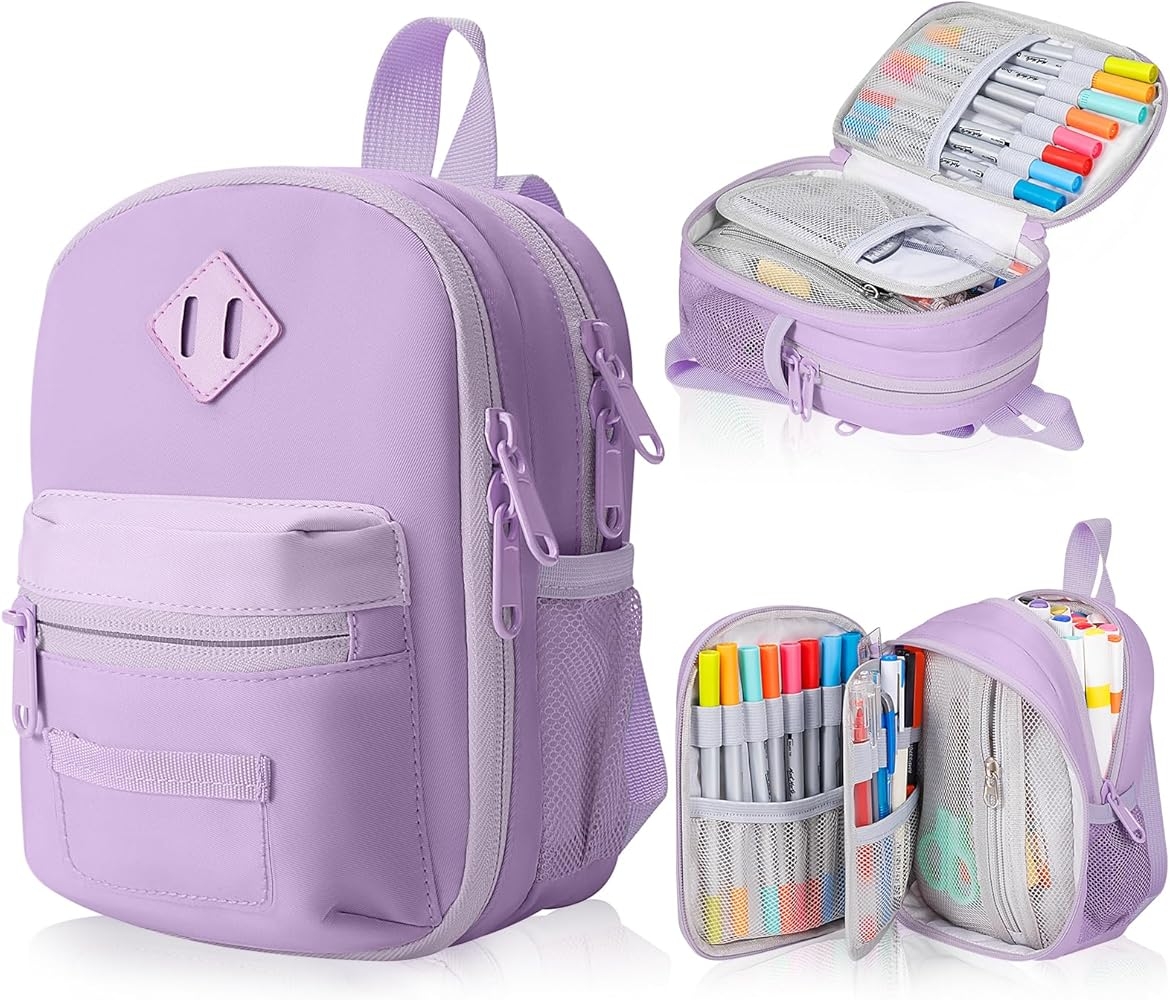 Amazon Crawing Large Capacity Pencil Case Mini Backpack Pencil Case Storage High Capacity Bag Pouch Holder Marker Pen Organizer For Student Teen Girls Adults Purple Arts Crafts Sewing