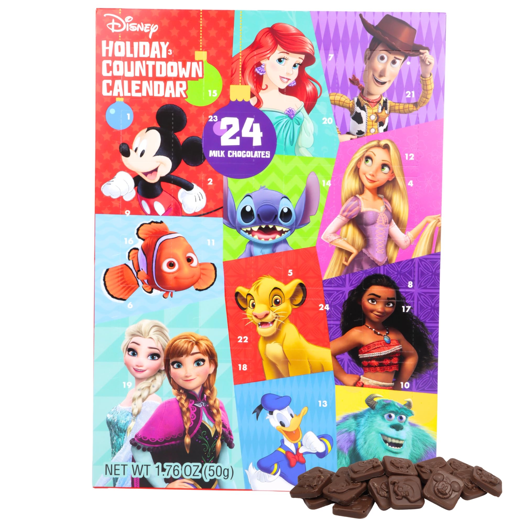Amazon Disney Chocolate Advent Calendar Countdown To Christmas 2024 Mickey Mouse Frozen Monster s Inc Princesses And More 24 Days Home Kitchen
