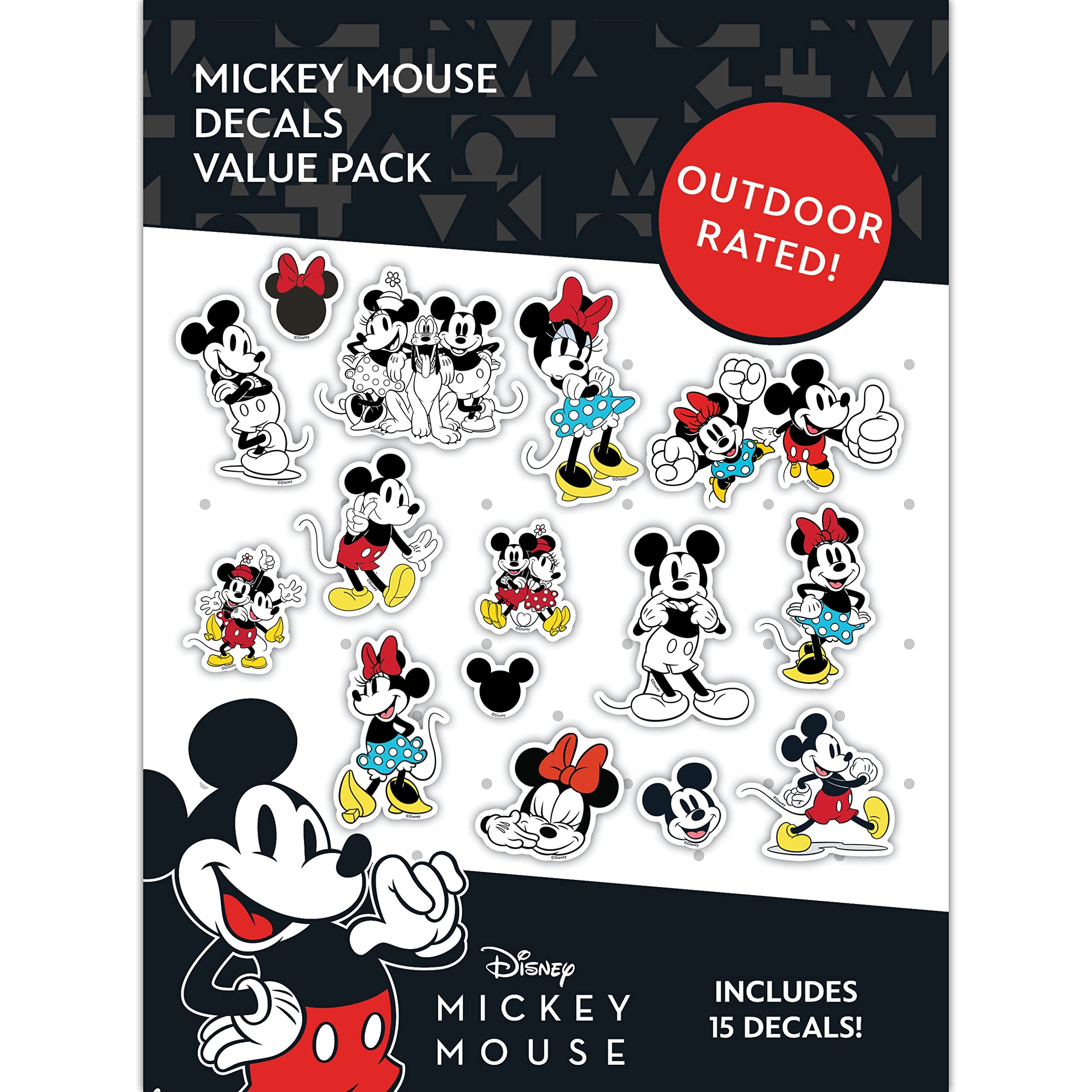 Amazon Disney Classic Mickey Minnie Mouse Decals Set Of 15 Mickey And Minnie Mouse Stickers For Kids And Adults Vinyl Decals For Laptop Tumbler Water Bottle Vehicles Licensed Disney Stickers