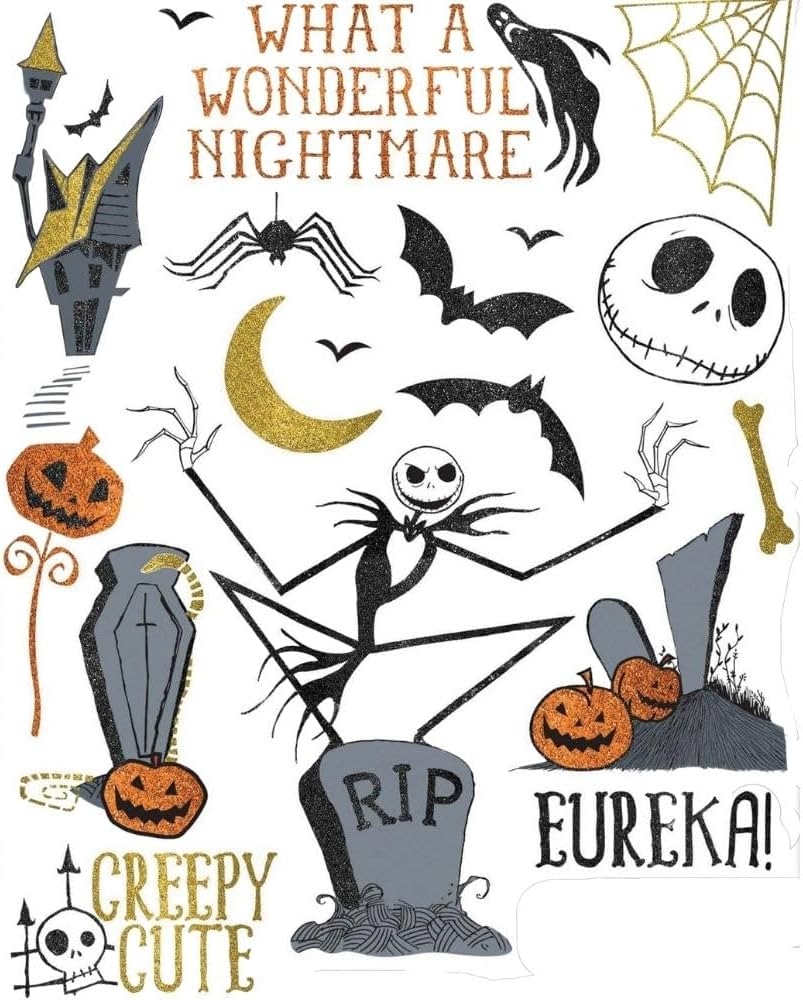 Amazon Disney Tim Burton s Nightmare Before Christmas Glitter Window Decoration 17 x12 1 Count Made Of Vinyl With Glitter Perfect Halloween Decor Home Kitchen
