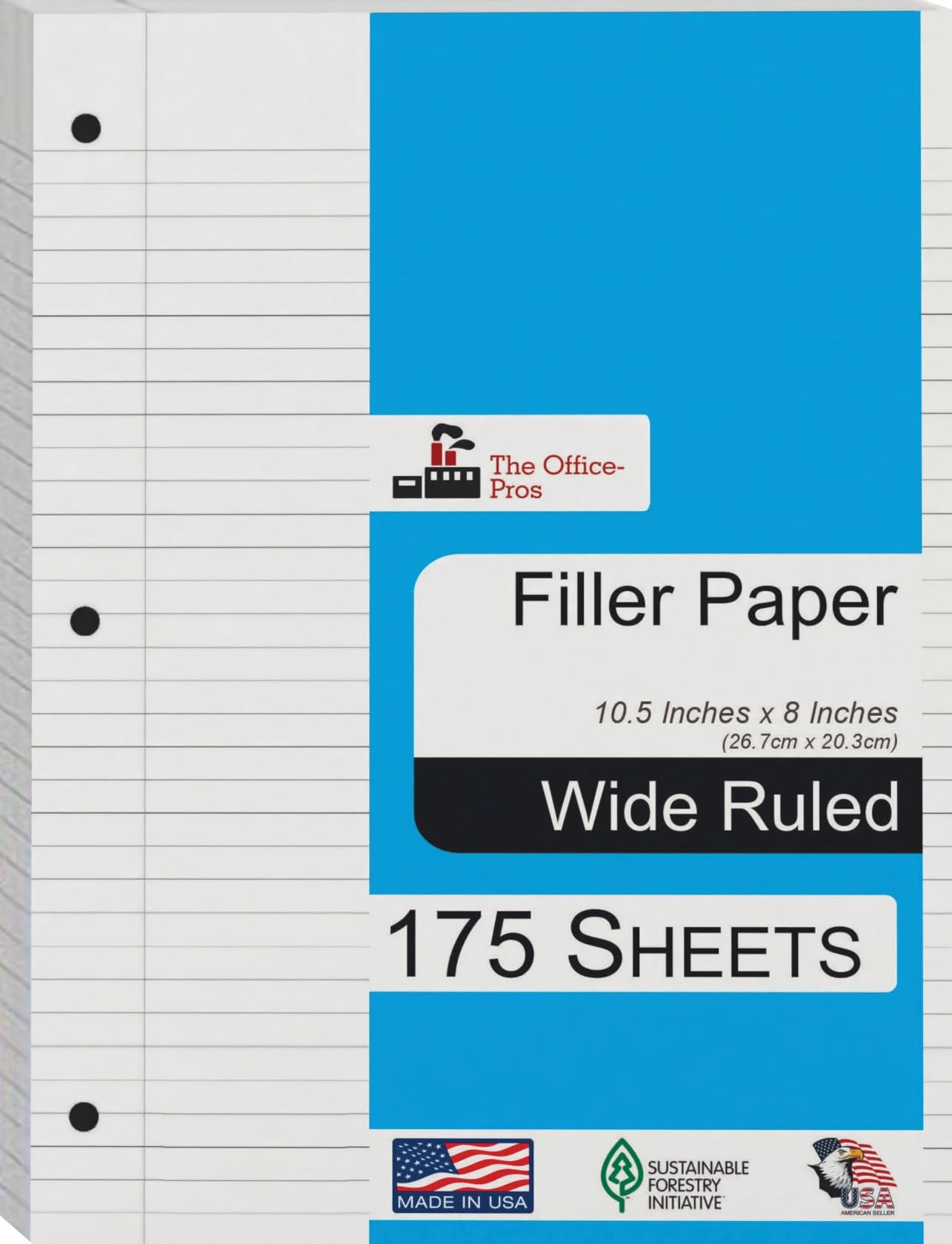 Amazon Filler Paper Wide Ruled Filer Loose Leaf Paper 3 Holed Punches Paper Red Line Margin Ring Binder Paper 8 X 10 5 Wide Ruled 175 Sheets Office Products