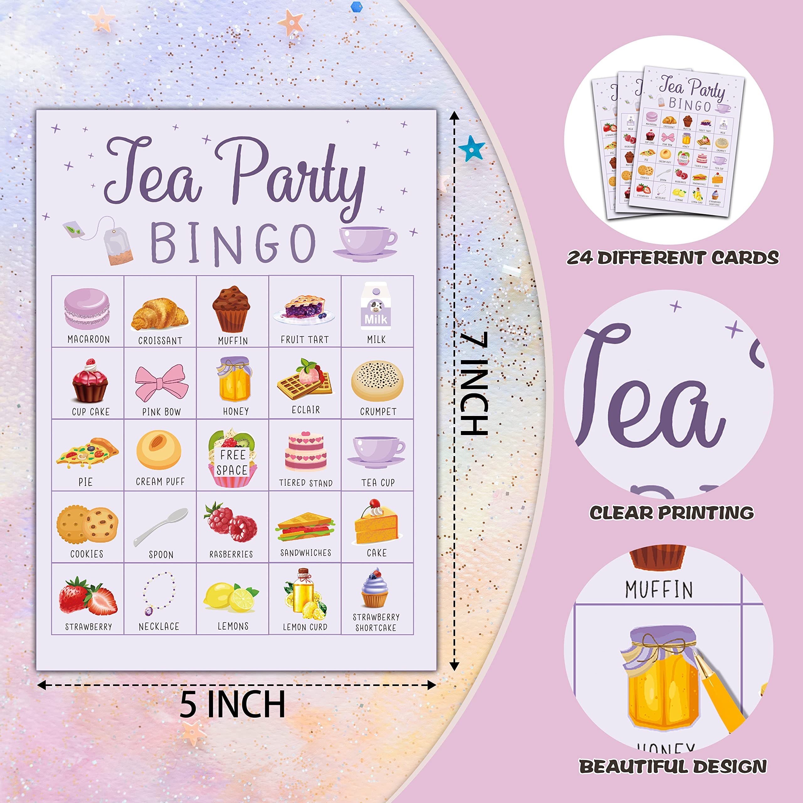 Amazon Foosproea Tea Party Bingo Cards Let s Par Tea Game For 24 Players Garden Tea Party Games For Family Friends Activities Holiday Party Favors Supplies Decorations 05 Toys Games