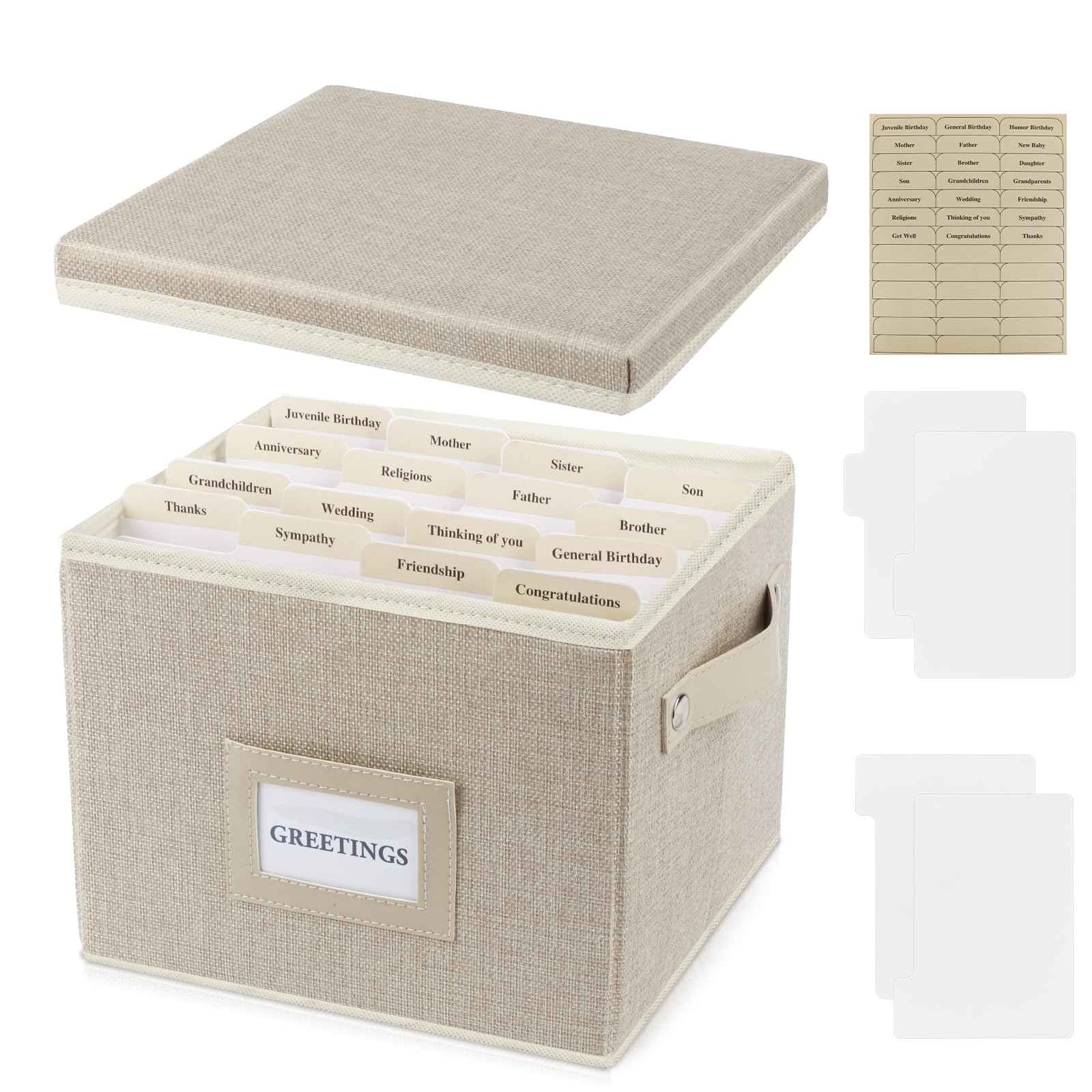 Amazon Greeting Card Organizer Box With 16 Dividers Collapsible Greeting Card Storage Box With Handles Hold 150 Cards Greeting Card Holder For Greeting Cards Sticker Recipes Photo Envelope Beige 1 Pcs Office Products