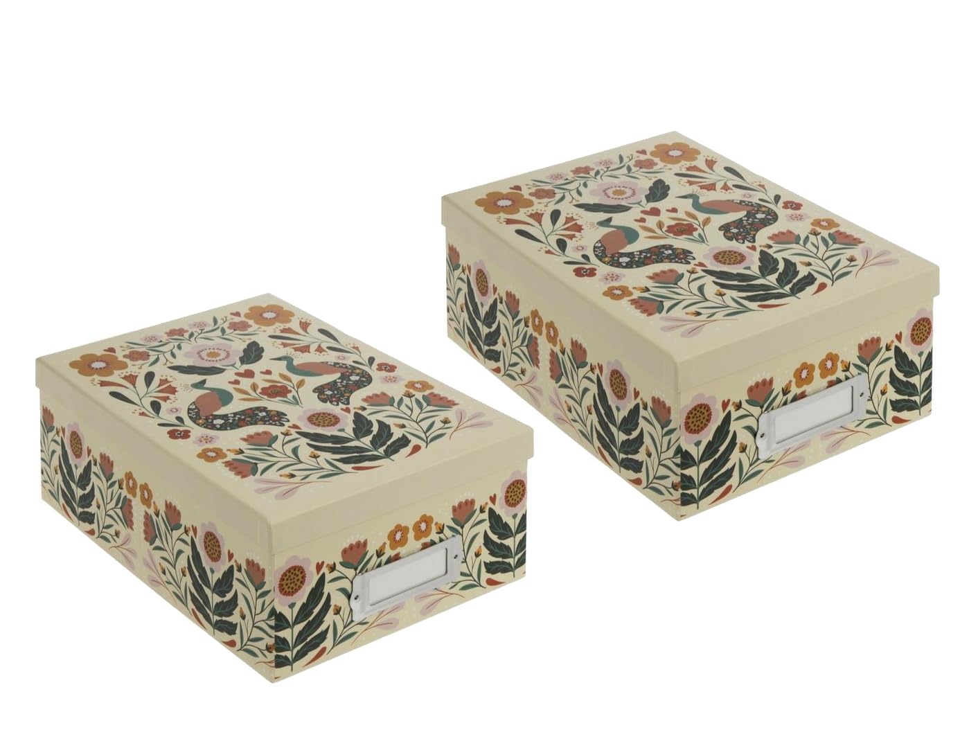 Amazon Hobby Lobby Caja De Almacenamiento De Fotos Con Tapa Cajas Decorativas Juego De 2 floral Bohemio Hogar Y Cocina