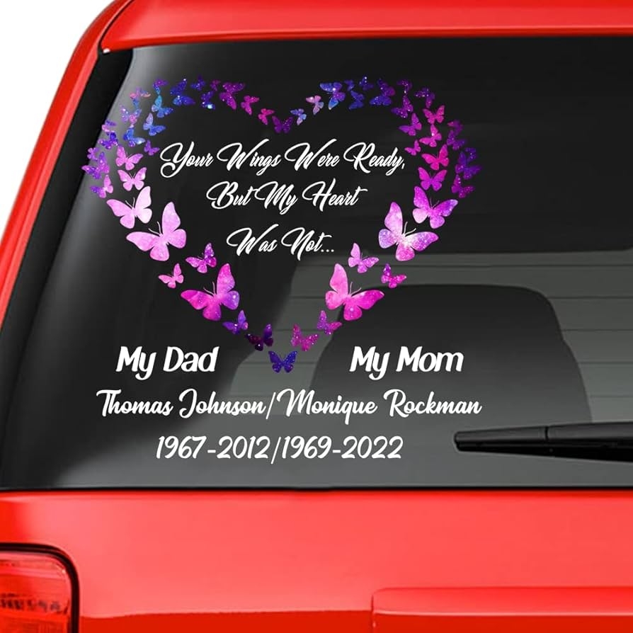 Amazon In Memory Personalized Decal Loss Of Loved One Car Sticker Watercolor Memorial In Memory Of Custom Portraits Custom Name Date Custom Memory Sticker Your Wings Were Ready But
