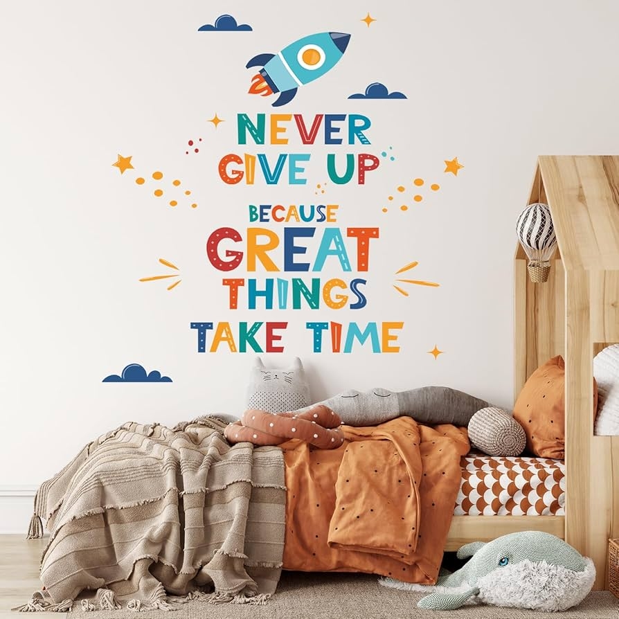 Amazon Inspirational Wall Decals Removable Motivational Saying Wall Stickers Positive Lettering Word Decal Never Give Up Peel And Stick Quote Sticker Classroom Wall Decor For Bedroom Living Room Office Tools 