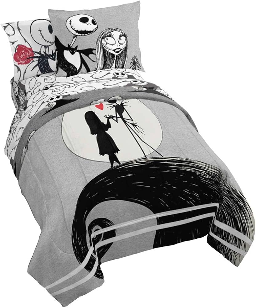 Amazon Jay Franco Disney Nightmare Before Christmas Moonlight 7 Piece Full Bed Set Includes Reversible Comforter Sheet Set Features Jack Skellington And Sally Super Soft Microfiber Home Kitchen