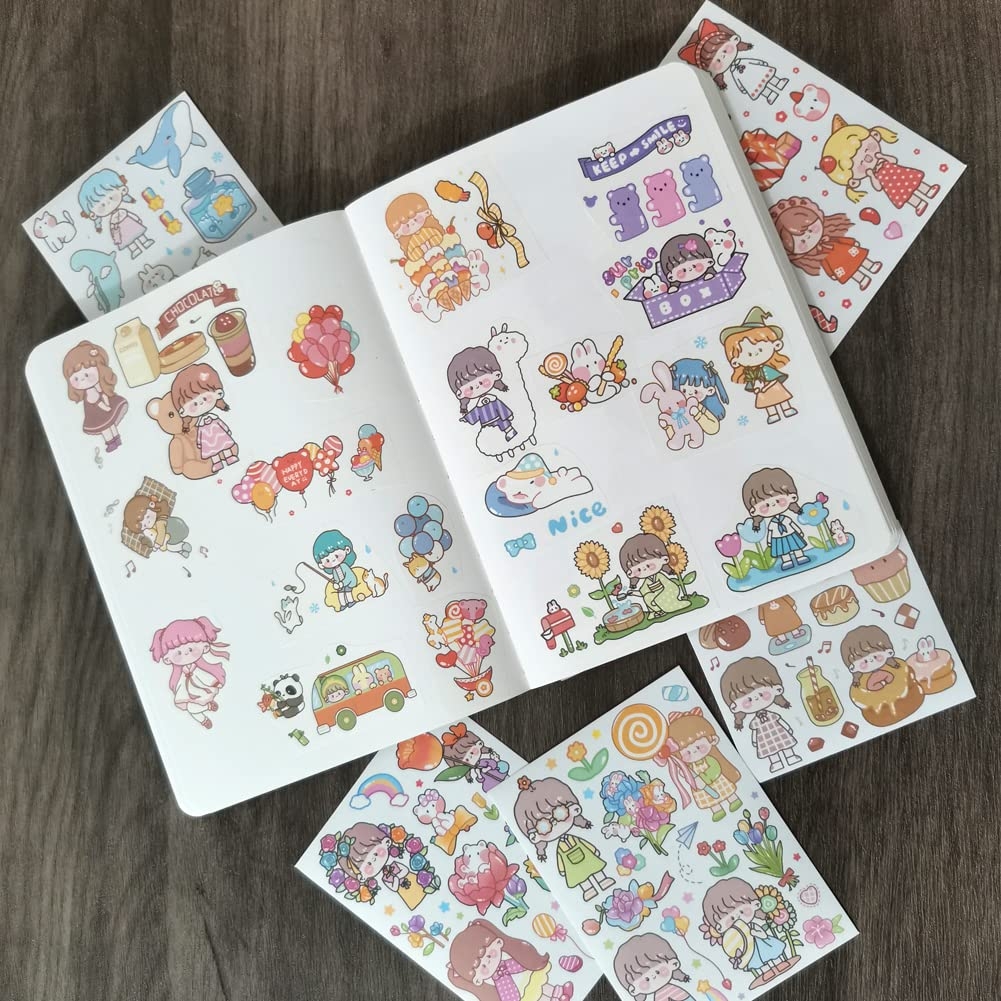 Amazon Kawaii Washi Stickers Set 50 Sheets Cute Happy Day Birthday Party Universe Marine Life Afternoon Tea Sticker For Scrapbooking Journaling Water Bottle Diary Planner Album Toys Games