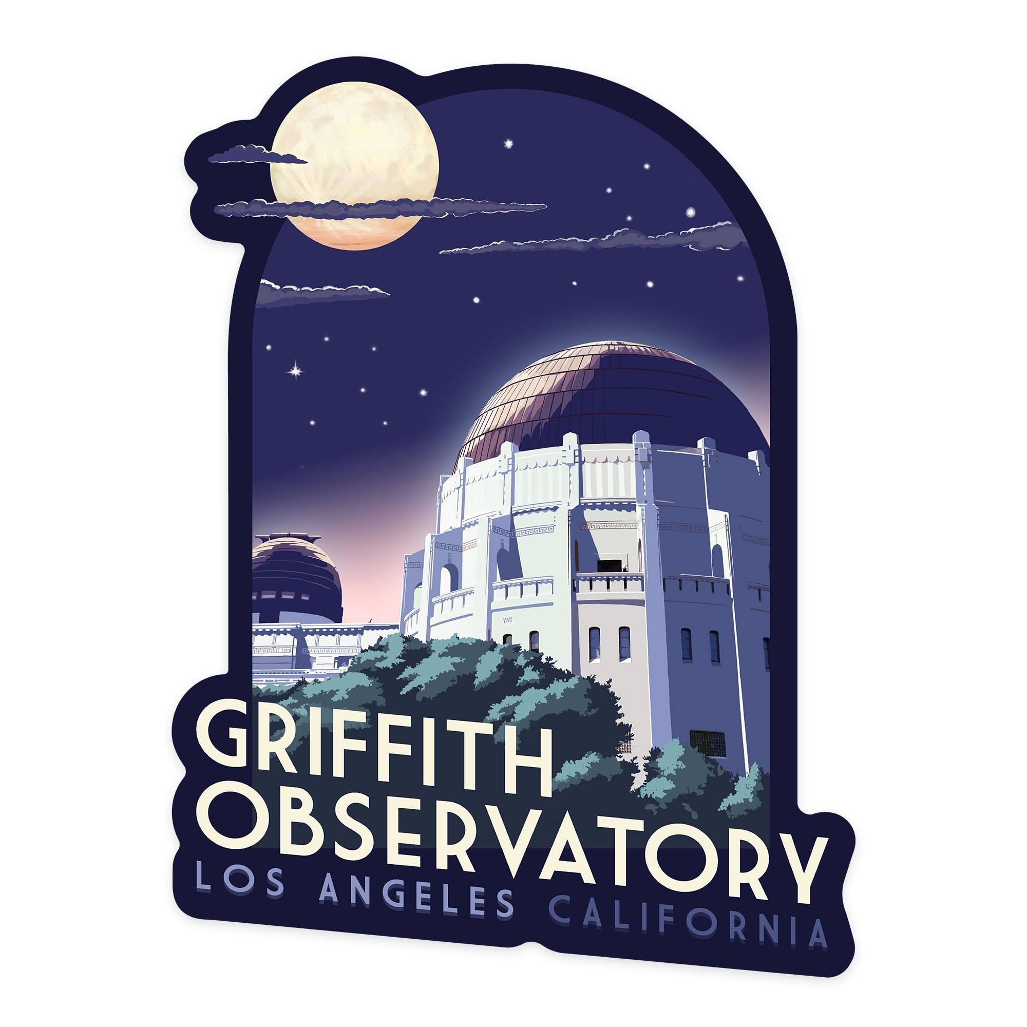 Amazon Lantern Press Sticker Los Angeles California Griffith Observatory At Night Die Cut Vinyl Waterproof Decal For Cars Water Bottles Laptops Coolers Small Posters Prints